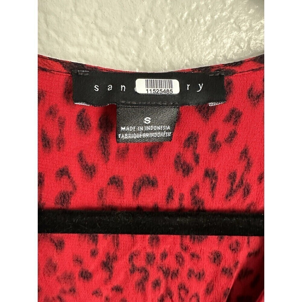 Sanctuary Dress Women's Size Small Red Midi Leopard Print Girl on Fire Faux Wrap - Picture 3 of 6